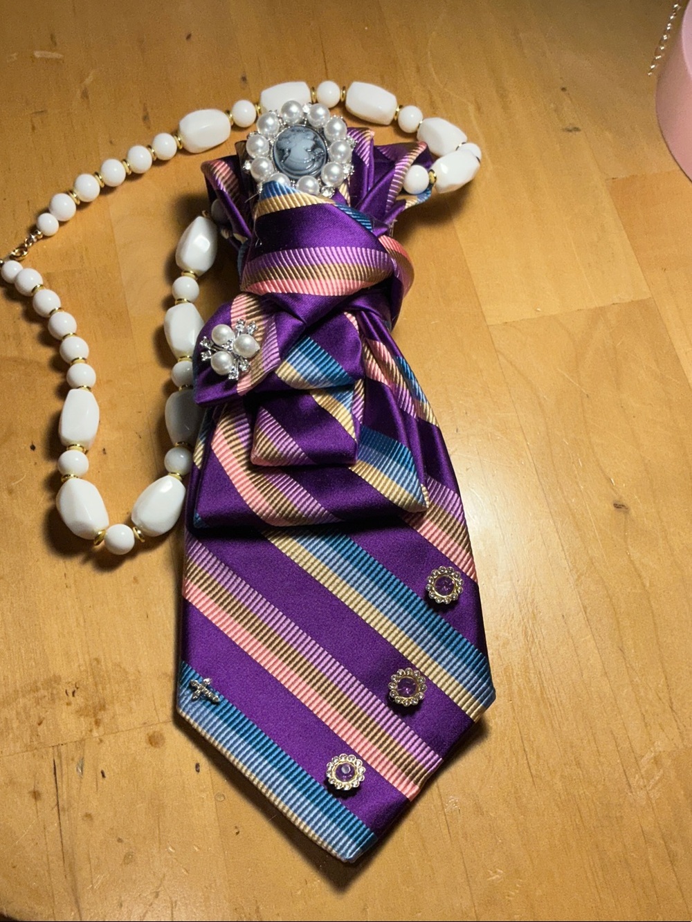 Purple Striped Silk Necklace Tie